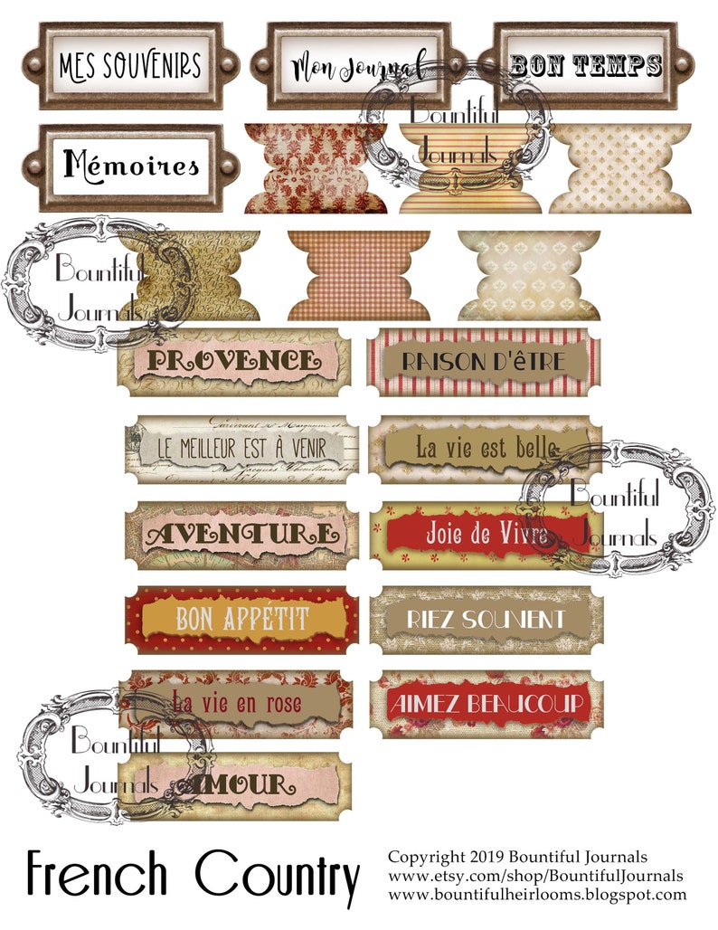 French Country Digital Journal Backgrounds Kit Junk Journals France Junk Journal Kit Printable Journal DIY instant download image 5