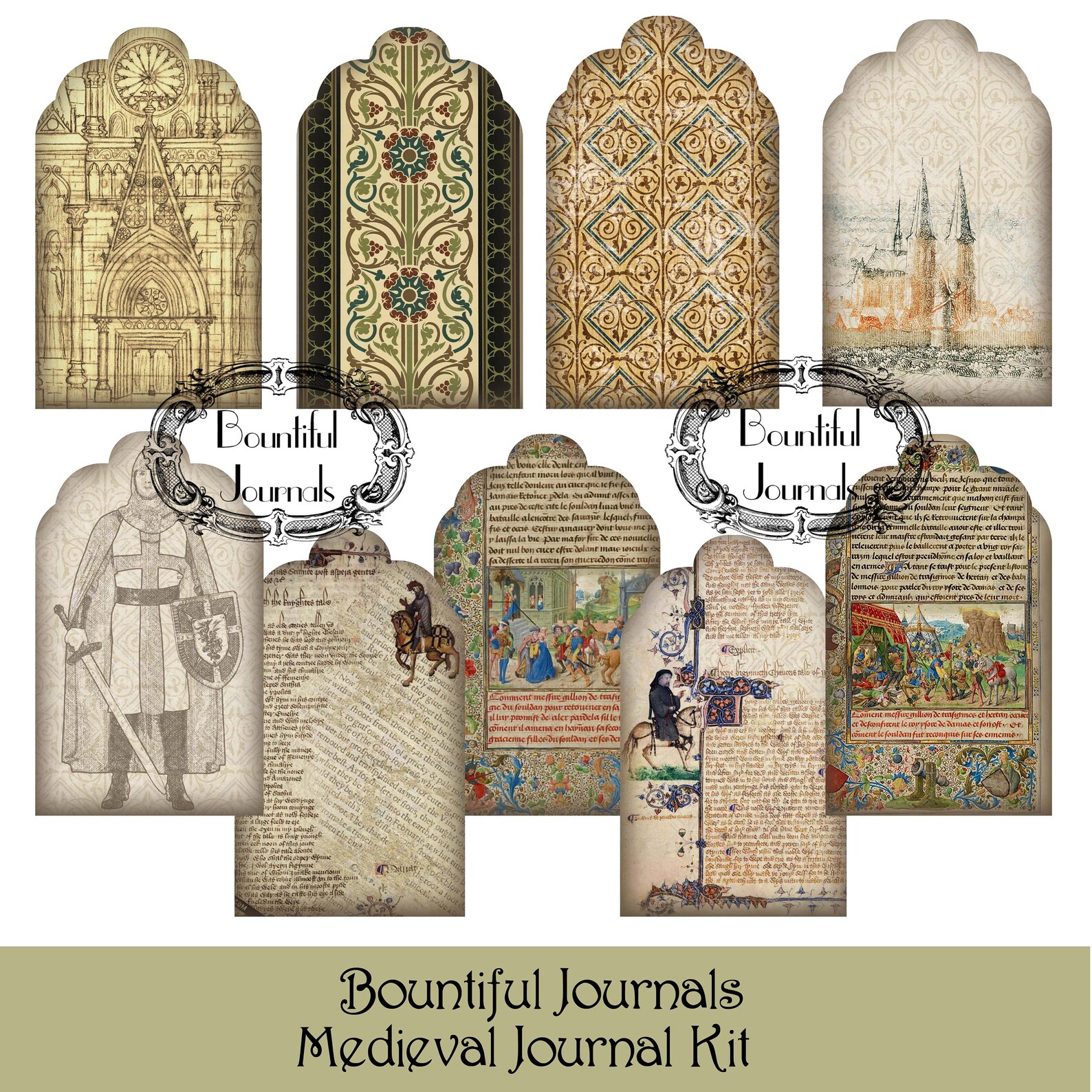 Medieval Digital Journal Kit Middle Ages Chivalry Heraldry | Etsy