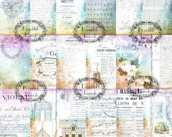 Tinted Vintage Ephemera Backgrounds Kit