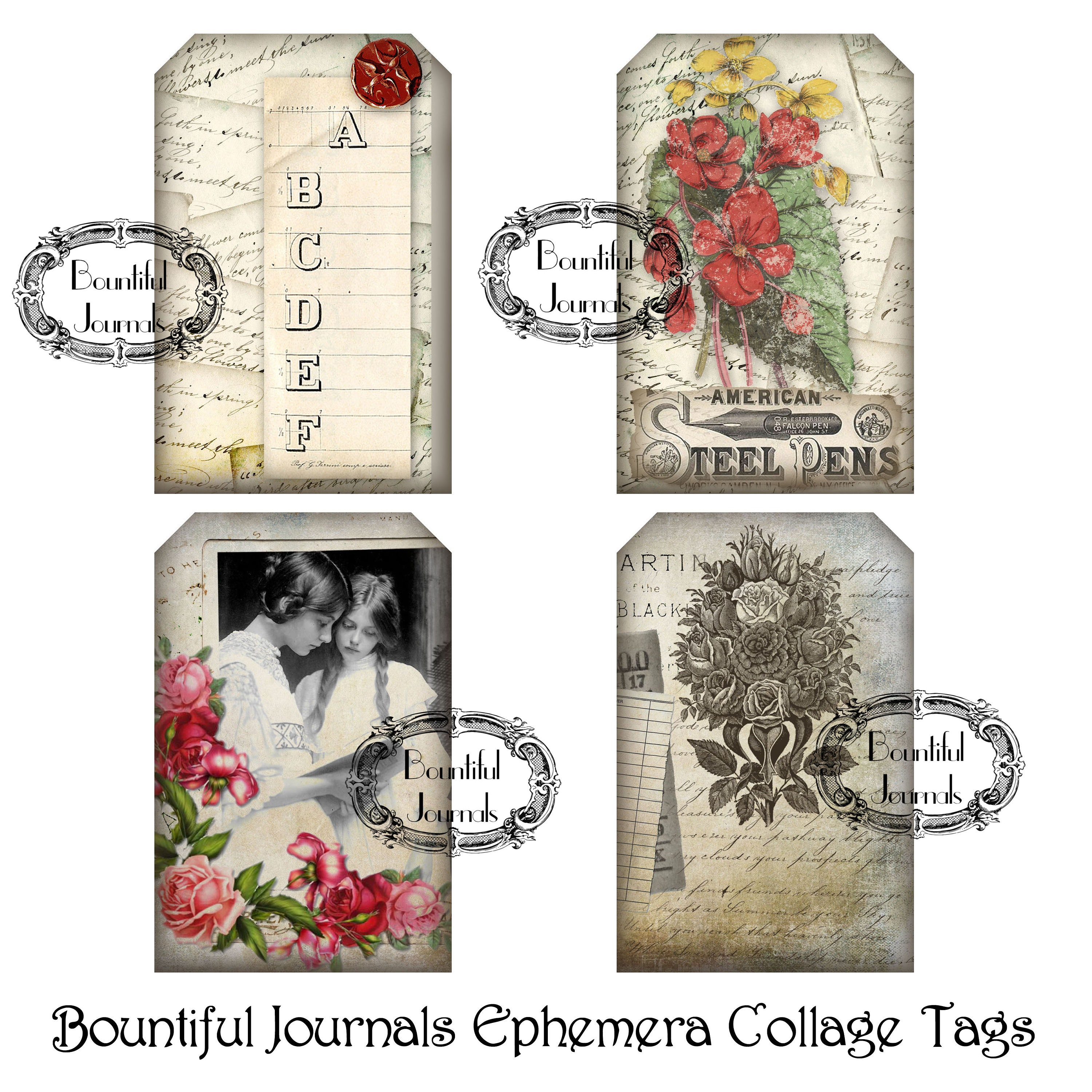 Vintage Ephemera Collage Digital Kit Junk Journal Printables - Etsy