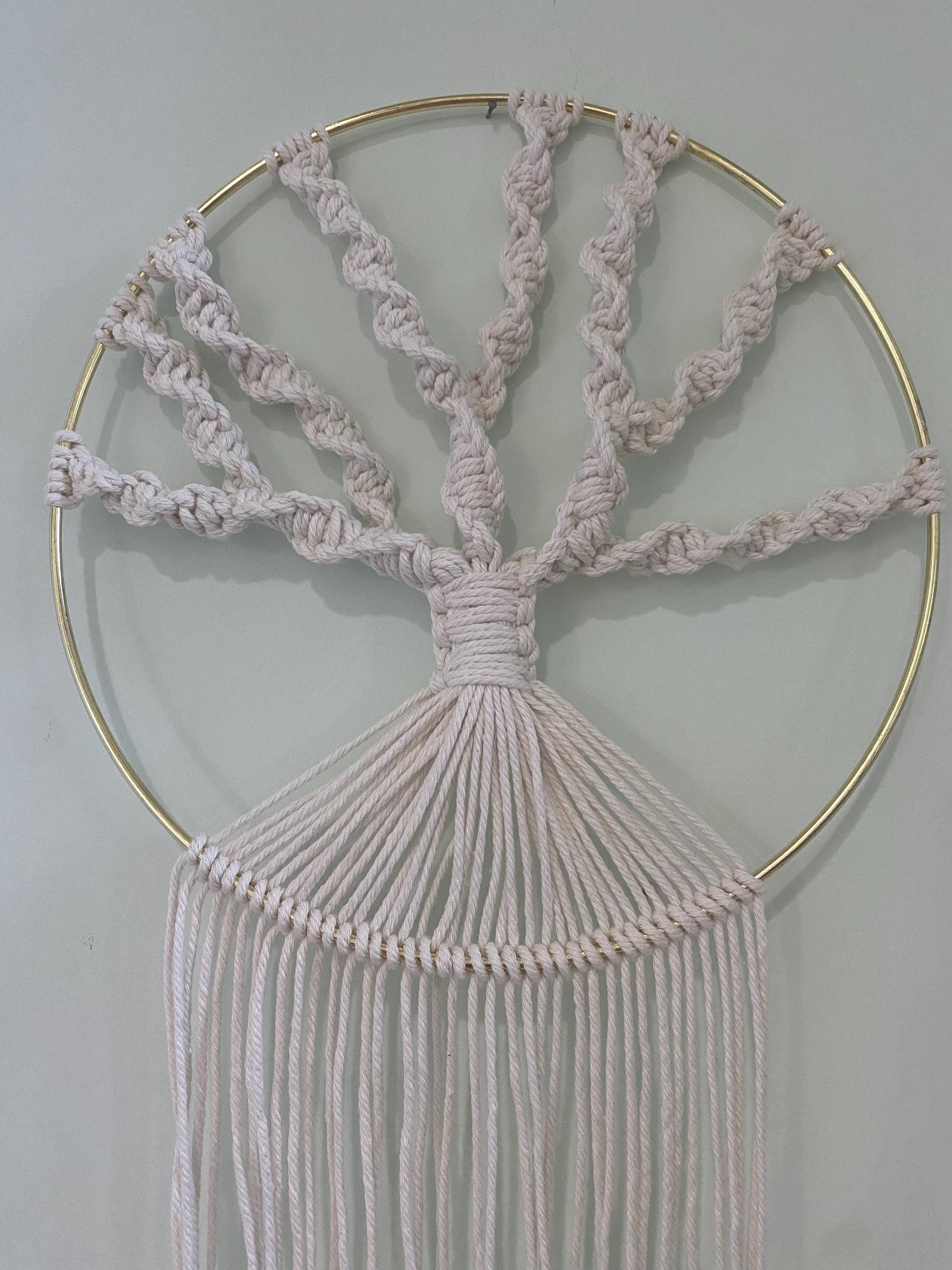 Homemade Macrame Tree of Life, lovely wall display for home, office, or special gift.