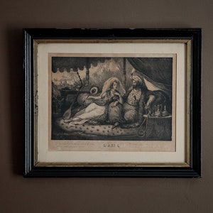 Antique framed lithographic print &quot;L&#39;Asie&quot;, Pierre Cremetti lithography, 1800s