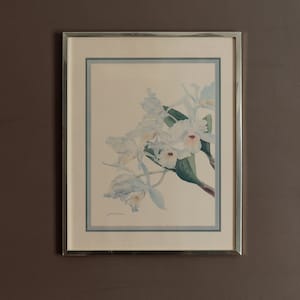 Vintage Gloria Eriksen print, White Orchids watercolour artwork