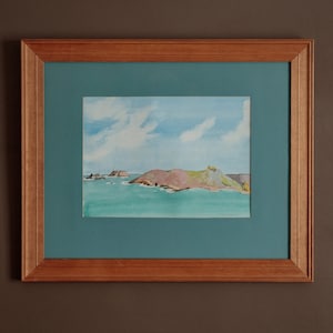 Vintage original Scilly Isle painting, Crowmwells Castle, framed wall hanging artwork