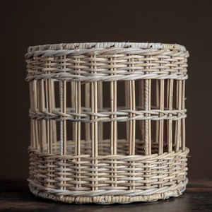 Vintage wicker basket, rustic storage basket, natural home decor