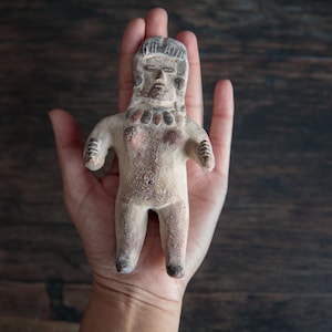 Ancient Anatolian terracotta idol, Near Eastern ceramic figurine, old world folk art