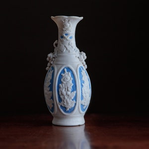 Distressed victorian ceramic vase, Parian ware pottery, wabi sabi home decor