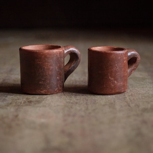 Tiny, handmade, ceramic tankards