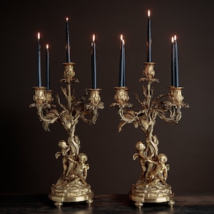 Antique Louis XV ormolou candelabras, matching pair, Napoleon III, traditional French decor