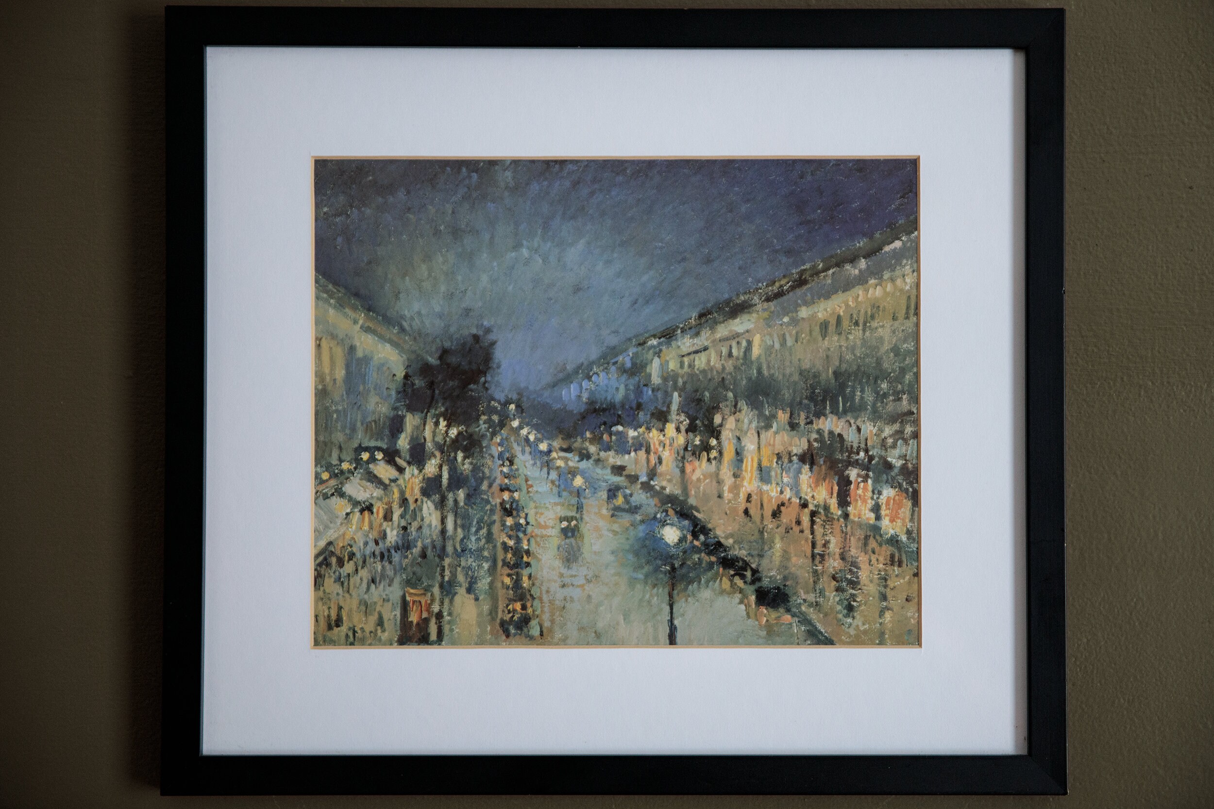 ヴィンテージの夜のモンマルトル通りのプリント、額入りのカミーユ