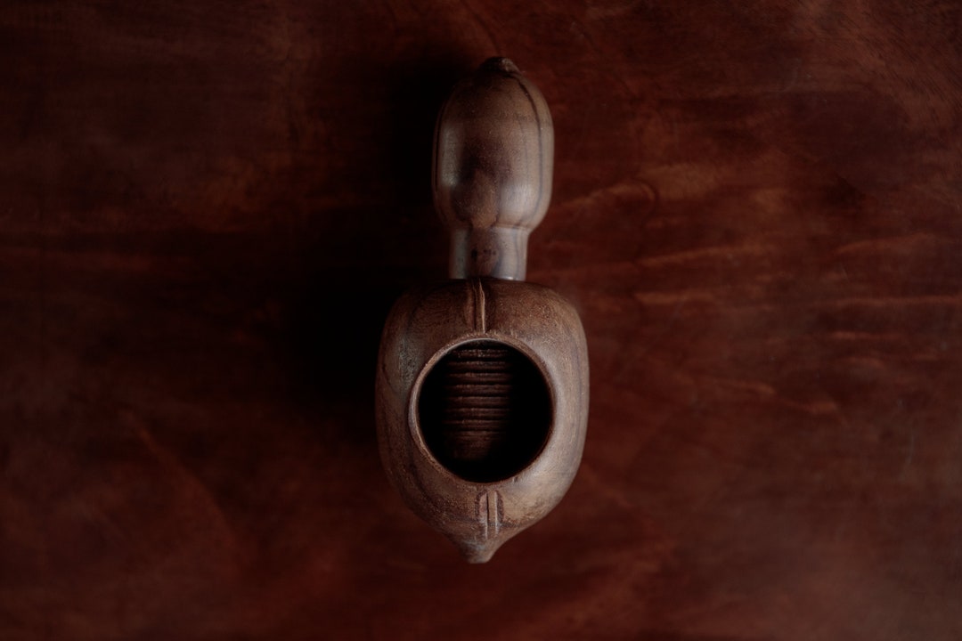 Vintage Nut Cracker, Hand Carved Acorn Shape Nutcracker, Folk Made