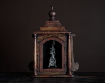 Antique Our Lady of Joy Icon: French Wood and Glass Display Case