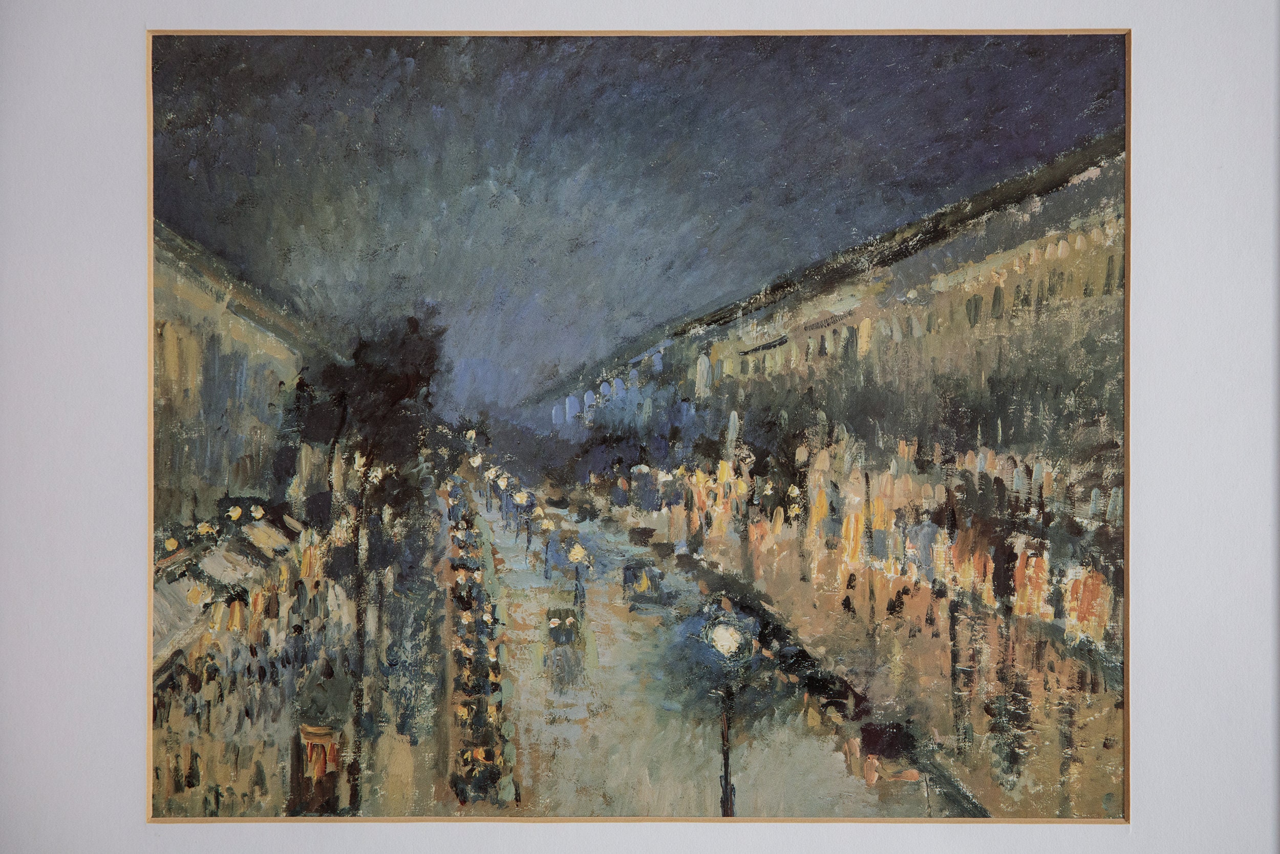 ヴィンテージの夜のモンマルトル通りのプリント、額入りのカミーユ