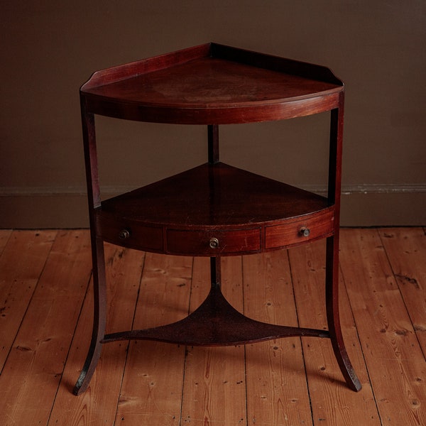 Georgian corner table, Antique wooden washstand, traditional English home decor