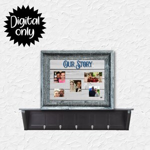 Our Story Wood look frame with Transparent Photo area-Rectangle Board Sublimation Design -Printable File