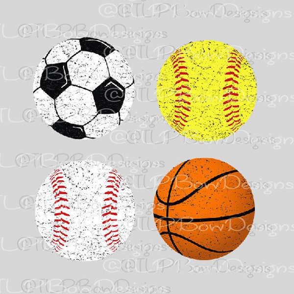 Distressed Sports Ball Name Bag/Luggage Tags- Set of 4 -  Sublimation  PNG file download