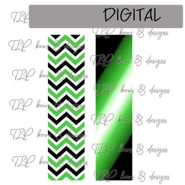 Bright Green Blk Chevron Ombre -Cheer Bow Sublimation PNG download Sublimation Strips