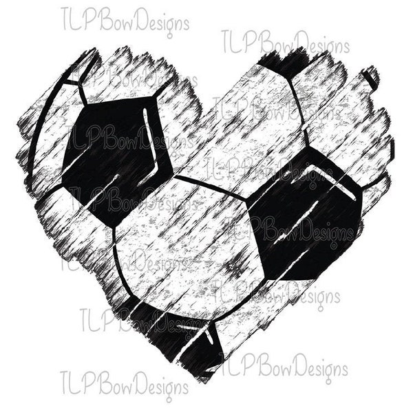 Distressed Soccer Heart-Voeg formulering toe om uw team te ondersteunen - PNG-bestand downloaden Sublimatie -Afdrukbaar bestand