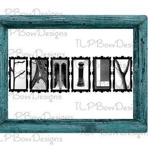 Teal Wood Family Letter Photo Dry Eraser Board Design de sublimação -Arquivo para impressão