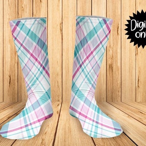 Pastel Plaid - print Sock Sublimation PNG DOWNLOAD