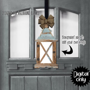 Big Lantern Wall/Door Hanger design-Dk faux wood look X image-  Sublimation- PNG file download