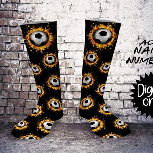 Fire flamed Soccer print Sock Sublimation PNG DOWNLOAD