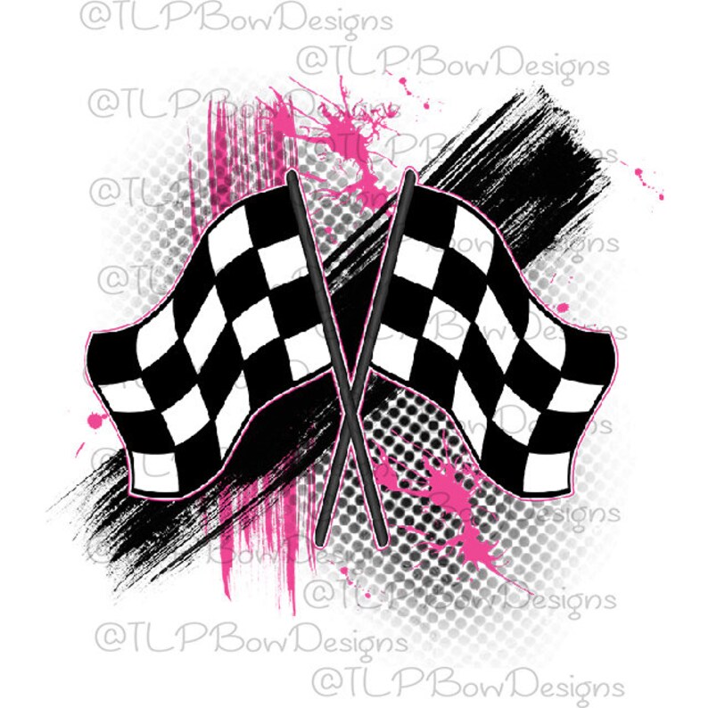 Racing Flag Pink Splash PNG File Download Sublimation Etsy
