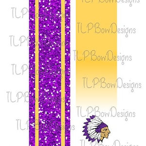 Purple and Yellow Ombre Warrior Head Cheer Bow Sublimation download Sublimation Strips