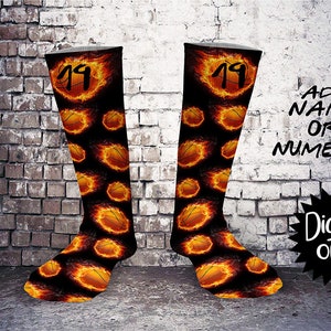 Fire flamed Basketball print Sock Sublimation PNG DOWNLOAD
