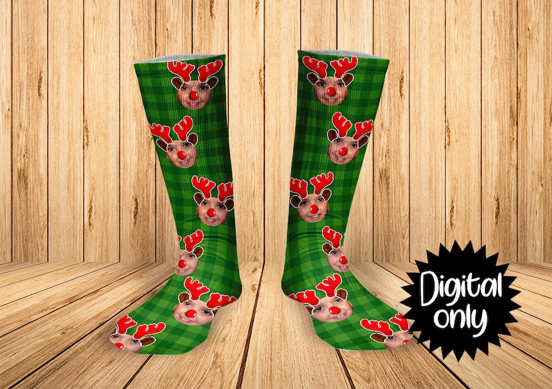 Download Reindeer Face Sock template Download ADD your own image | Etsy