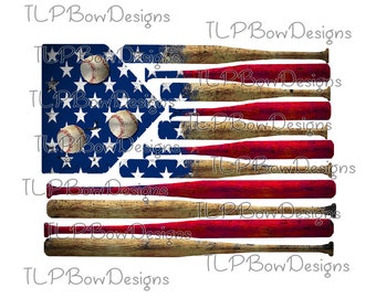 Baseball Bat Shape USA Flag- Sublimation File - PNG file download