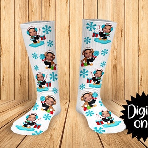 Penguin Face Sock template Download - ADD your own image -Print Sock Sublimation  PNG file DOWNLOAD-Transparent photo area