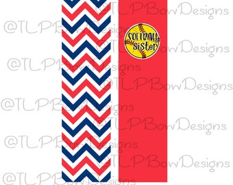 Softball Sister Chevron Cheer Bow Sublimation download Sublimation Strips