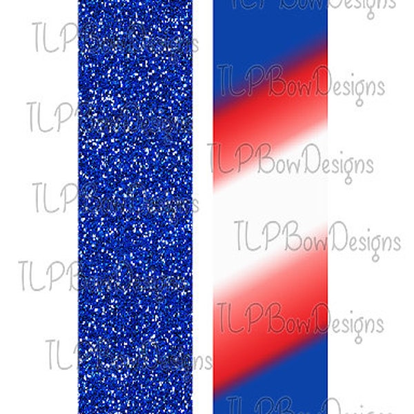 Red Blue  Ombre Glitter -Cheer Bow Sublimation download Sublimation Strips