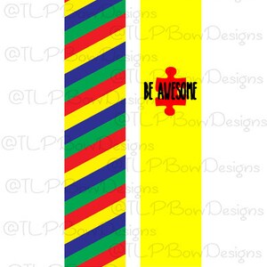 Autism Awareness Stripe N Yellow Cheer Bow Sublimation download Sublimation Strips