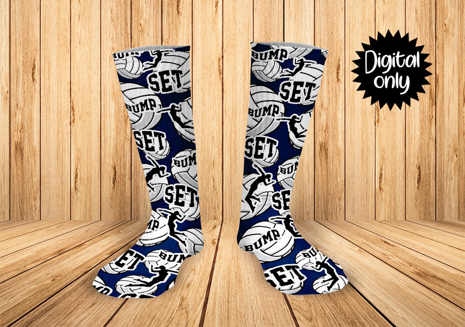 Navy Bump Set Volleyball Sock Sublimation PNG DOWNLOAD Etsy