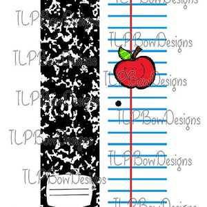 Notebook with Apple Cheer Bow Sublimation download Sublimation Strips  --2 sizes included