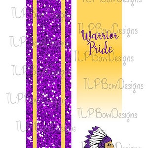 Purple and Yellow Ombre Warrior Pride Cheer Bow Sublimation download Sublimation Strips