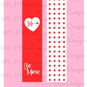Be Mine Red Polka Dot- Cheer Bow Sublimation download Sublimation Strips