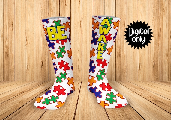 Soyez conscient Autisme Impression Chaussette Sublimation PNG TELECHARGEMENT Etsy France