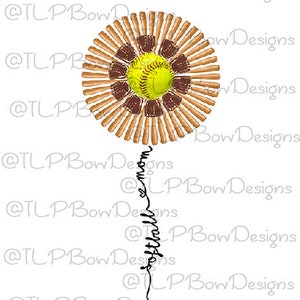 Softball Mom Bat Guanto Fiore - Sublimazione- Stampabile PNG file scaricare