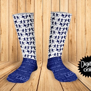 Lacrosse Navy  Print Sock Sublimation PNG DOWNLOAD--Add Name, Number, logo