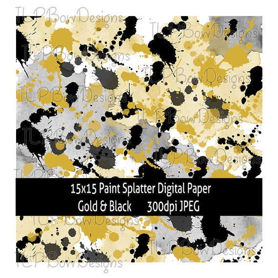 Paint Splatter-Aquarelle Mix Gold et Black Digital | Etsy