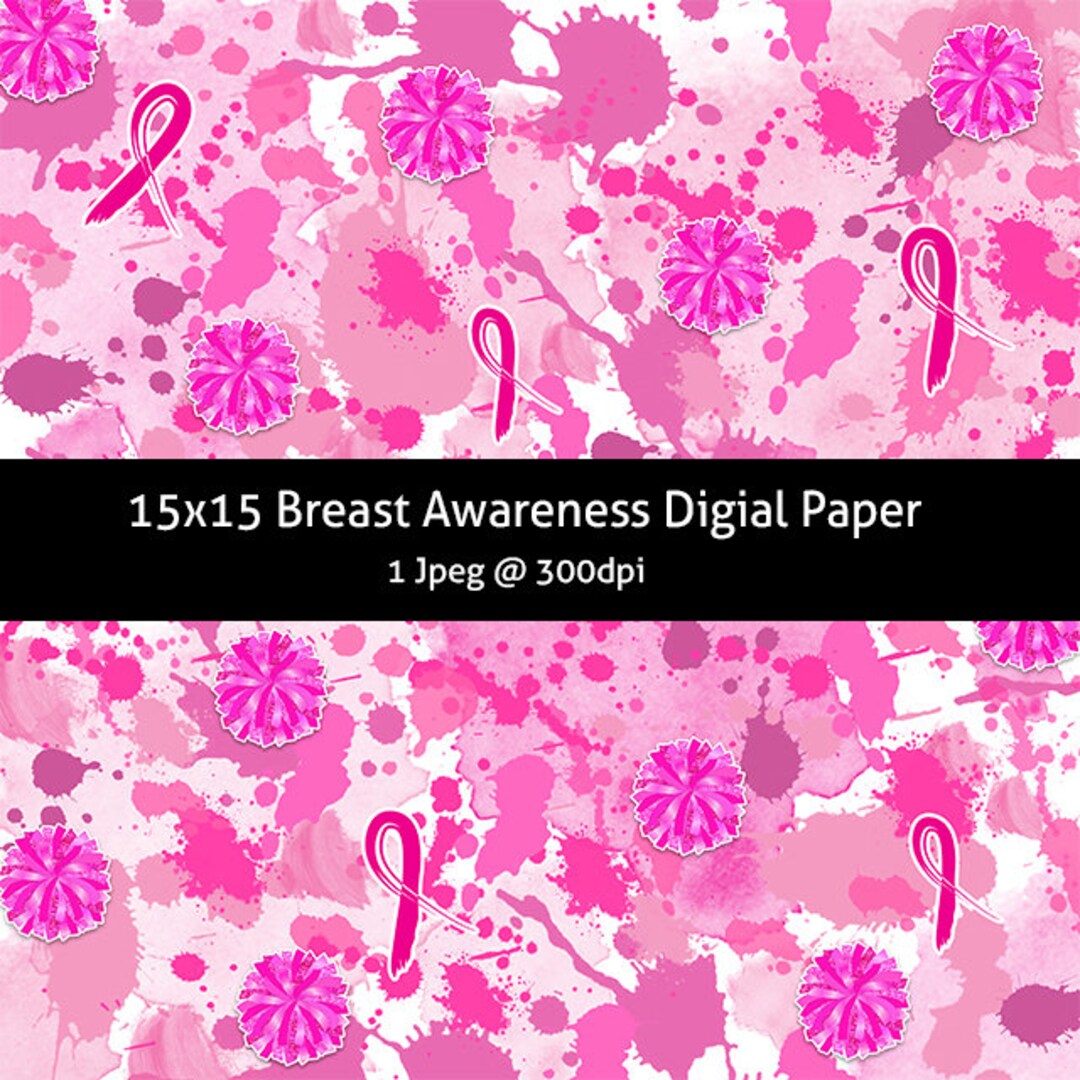 Digital Paper Breast Cancer Awareness Pom Poms Pattern Fill Etsy