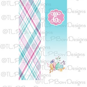 Spring Plaid with Monogram Circle- Cheer Bow Style Sublimation download Sublimation Strips