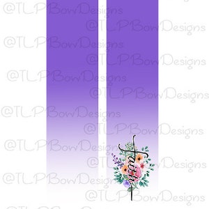 Faith Floral Purple Ombre Cheer Bow Style Sublimation download Sublimation Strips