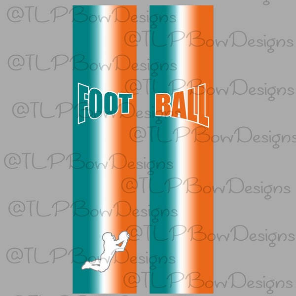 Teal N Orange Ombre Football Cheer Bow Sublimation download Sublimation Strips--2 Designs included