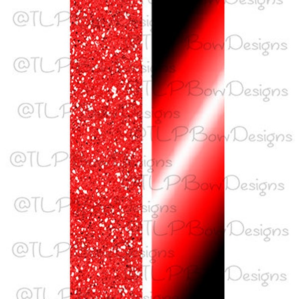 Red Blk  Ombre Glitter -Cheer Bow Sublimation download Sublimation Strips