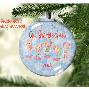 Our-My Grandbabies  Christmas Pigs Round Ornament Sublimation Template PNG file download