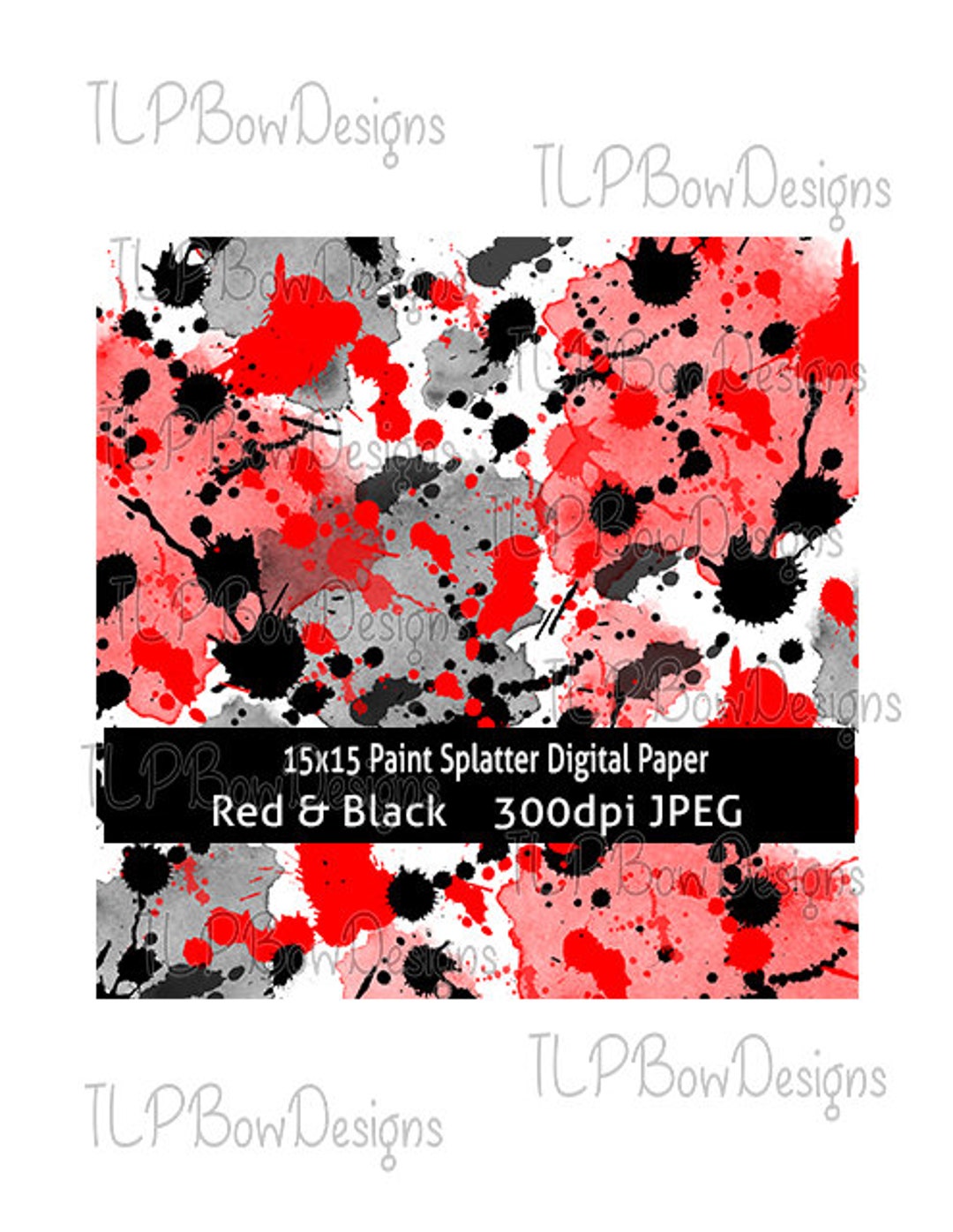Paint Splatter-watercolor Mix Red and Black Digital Background/paper